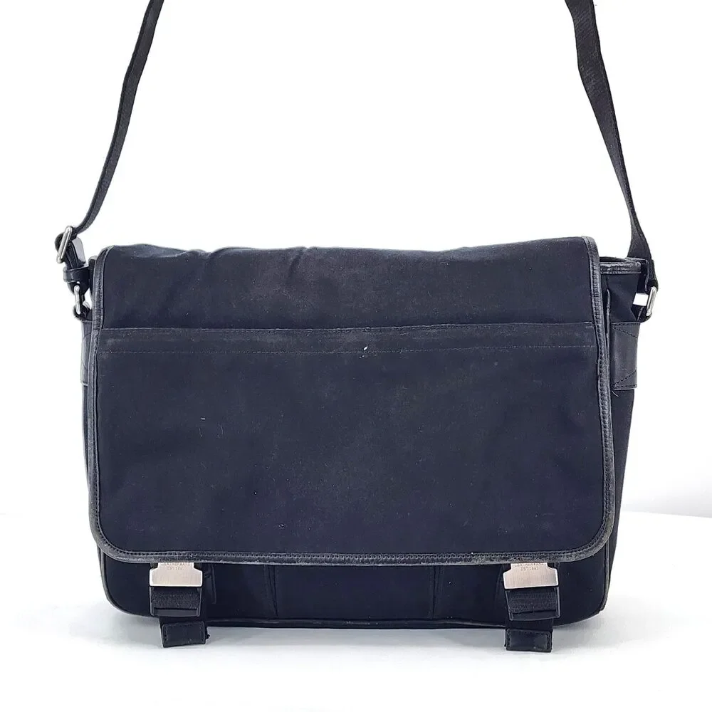 Coach RARE Vintage Leather Trim Buckle Black Messenger Bag Unisex